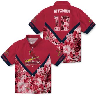 St. Louis Cardinals Chevron Floral Hawaiian Shirt - Perfect for Beach & Tailgate