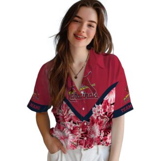 St. Louis Cardinals Chevron Floral Hawaiian Shirt - Perfect for Beach & Tailgate
