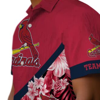 St. Louis Cardinals Chevron Floral Hawaiian Shirt - Perfect for Beach & Tailgate
