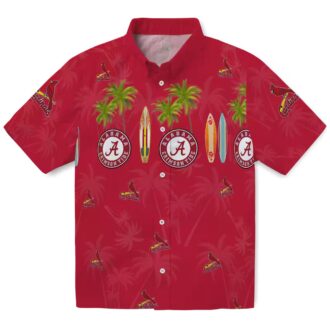 St. Louis Cardinals Fan Hawaiian Shirt - Red Tropical Surfboard Palm Aloha Shirt for Beach and Vacation