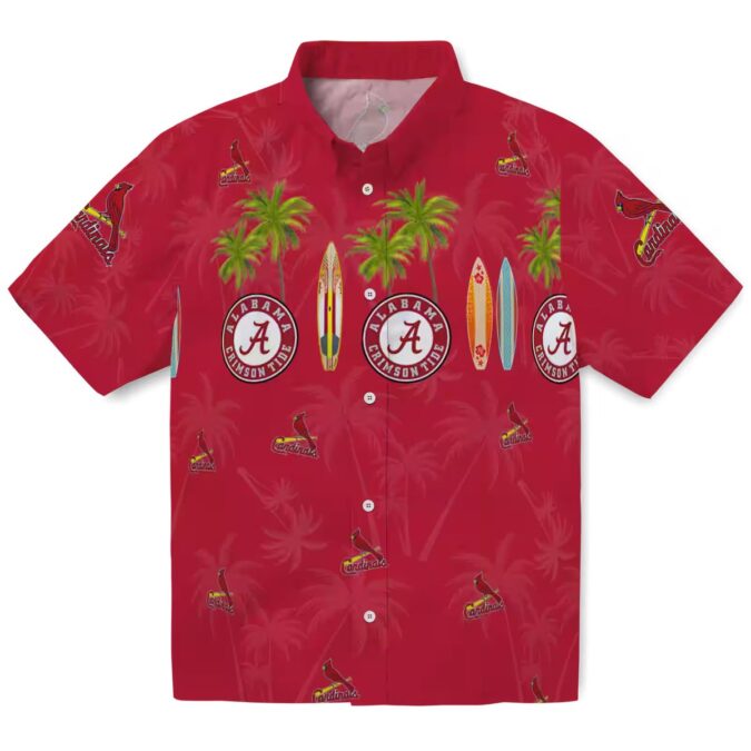 St. Louis Cardinals Fan Hawaiian Shirt - Red Tropical Surfboard Palm Aloha Shirt for Beach and Vacation