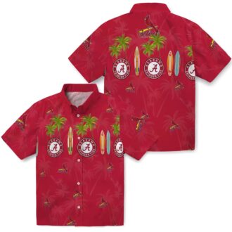 St. Louis Cardinals Fan Hawaiian Shirt - Red Tropical Surfboard Palm Aloha Shirt for Beach and Vacation