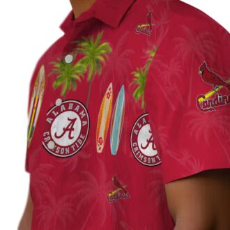 St. Louis Cardinals Fan Hawaiian Shirt - Red Tropical Surfboard Palm Aloha Shirt for Beach and Vacation
