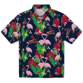 St. Louis Cardinals Flamingo Foliage Hawaiian Shirt - MLB Tropical Red & Green Aloha Shirt for Fans