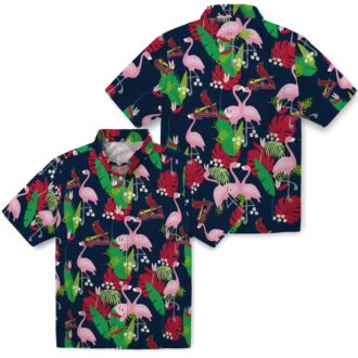 St. Louis Cardinals Flamingo Foliage Hawaiian Shirt - MLB Tropical Red & Green Aloha Shirt for Fans