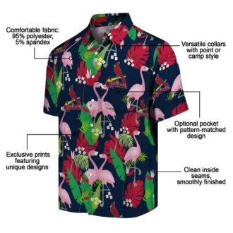 St. Louis Cardinals Flamingo Foliage Hawaiian Shirt - MLB Tropical Red & Green Aloha Shirt for Fans