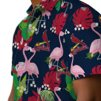 St. Louis Cardinals Flamingo Foliage Hawaiian Shirt - MLB Tropical Red & Green Aloha Shirt for Fans