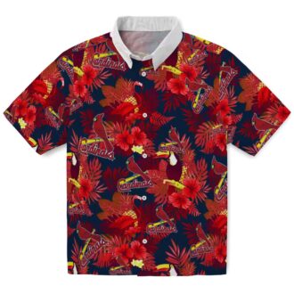 St. Louis Cardinals Floral Hawaiian Shirt - Red Tropical Aloha Shirt for Summer Vacation & Game Day