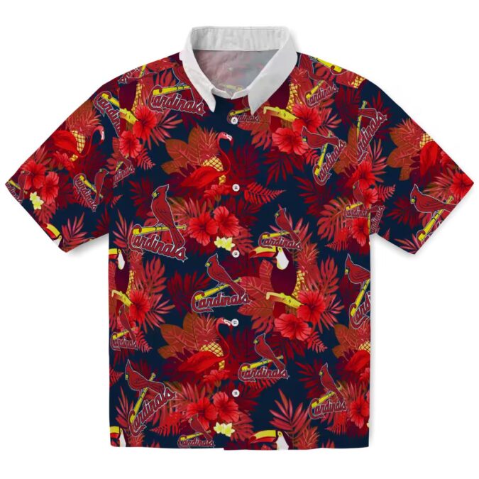 St. Louis Cardinals Floral Hawaiian Shirt - Red Tropical Aloha Shirt for Summer Vacation & Game Day
