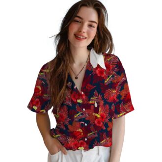 St. Louis Cardinals Floral Hawaiian Shirt - Red Tropical Aloha Shirt for Summer Vacation & Game Day