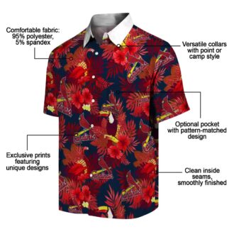 St. Louis Cardinals Floral Hawaiian Shirt - Red Tropical Aloha Shirt for Summer Vacation & Game Day