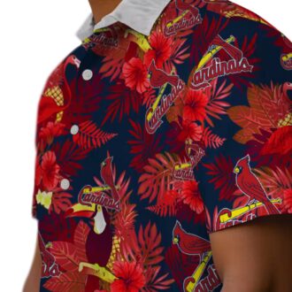 St. Louis Cardinals Floral Hawaiian Shirt - Red Tropical Aloha Shirt for Summer Vacation & Game Day