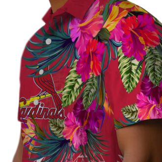 St. Louis Cardinals MLB Red Hawaiian Shirt - Floral Polynesian Shirt for Vacation & Tailgate