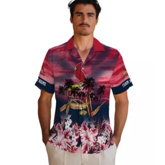 St. Louis Cardinals MLB Red Hawaiian Shirt with Tropical Canoe Print