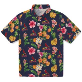 St. Louis Cardinals Navy Blue Hawaiian Shirt - Hibiscus & Fruit MLB Design for Summer Beach & Game Day