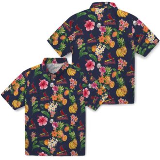 St. Louis Cardinals Navy Blue Hawaiian Shirt - Hibiscus & Fruit MLB Design for Summer Beach & Game Day