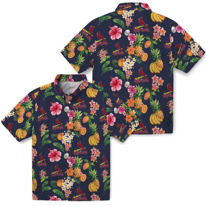 St. Louis Cardinals Navy Blue Hawaiian Shirt - Hibiscus & Fruit MLB Design for Summer Beach & Game Day