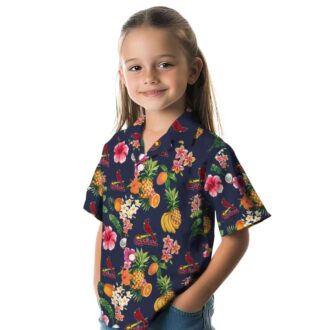 St. Louis Cardinals Navy Blue Hawaiian Shirt - Hibiscus & Fruit MLB Design for Summer Beach & Game Day