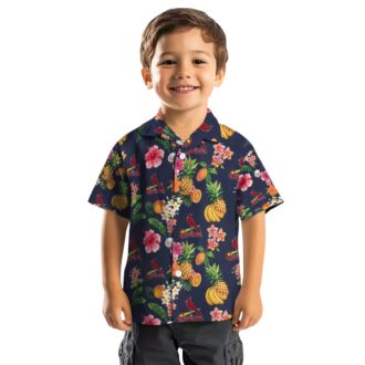St. Louis Cardinals Navy Blue Hawaiian Shirt - Hibiscus & Fruit MLB Design for Summer Beach & Game Day