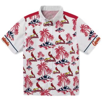 St. Louis Cardinals Palm Island Print Aloha Shirt - Red & White MLB Summer Shirt for Fans & Vacation