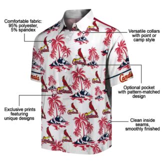 St. Louis Cardinals Palm Island Print Aloha Shirt - Red & White MLB Summer Shirt for Fans & Vacation