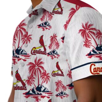 St. Louis Cardinals Palm Island Print Aloha Shirt - Red & White MLB Summer Shirt for Fans & Vacation