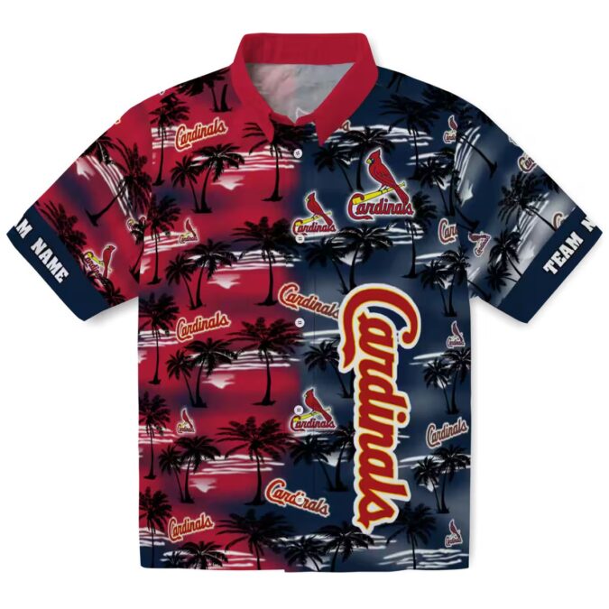 St. Louis Cardinals Palm Silhouette Hawaiian Shirt - Red Tropical Button-Up for Fans