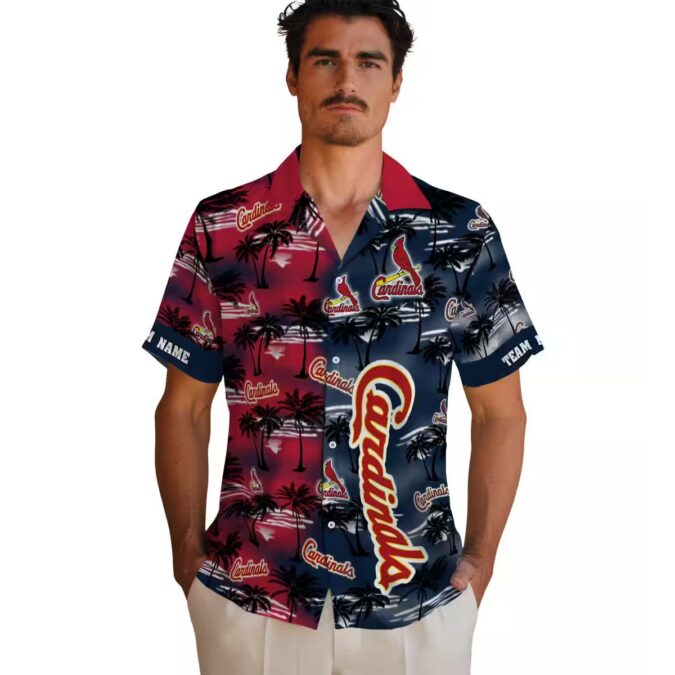 St. Louis Cardinals Palm Silhouette Hawaiian Shirt - Red Tropical Button-Up for Fans