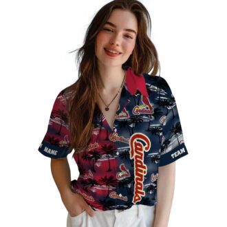St. Louis Cardinals Palm Silhouette Hawaiian Shirt - Red Tropical Button-Up for Fans