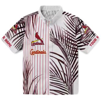 St. Louis Cardinals Palm Stripes Hawaiian Shirt - Red Black & White MLB Aloha Shirt for Beach & Tailgate Parties