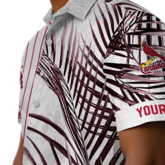 St. Louis Cardinals Palm Stripes Hawaiian Shirt - Red Black & White MLB Aloha Shirt for Beach & Tailgate Parties