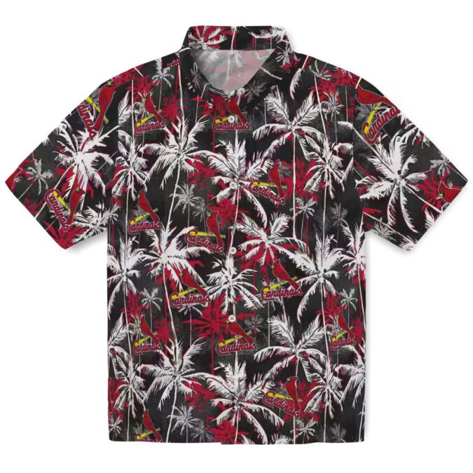 St. Louis Cardinals Red Black Hawaiian Shirt - MLB Palm Pattern Shirt for Fans & Summer Events