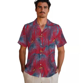 St. Louis Cardinals Red Hawaiian Shirt with Leafy Palms - MLB Aloha Shirt for Summer Events