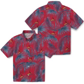 St. Louis Cardinals Red Hawaiian Shirt with Leafy Palms - MLB Aloha Shirt for Summer Events