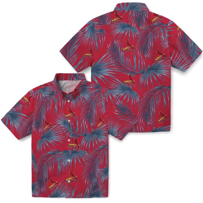 St. Louis Cardinals Red Hawaiian Shirt with Leafy Palms - MLB Aloha Shirt for Summer Events
