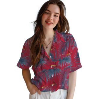 St. Louis Cardinals Red Hawaiian Shirt with Leafy Palms - MLB Aloha Shirt for Summer Events