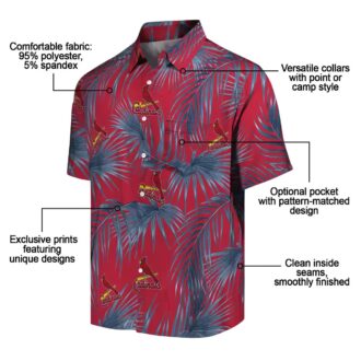 St. Louis Cardinals Red Hawaiian Shirt with Leafy Palms - MLB Aloha Shirt for Summer Events