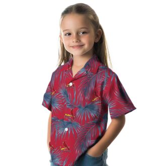 St. Louis Cardinals Red Hawaiian Shirt with Leafy Palms - MLB Aloha Shirt for Summer Events