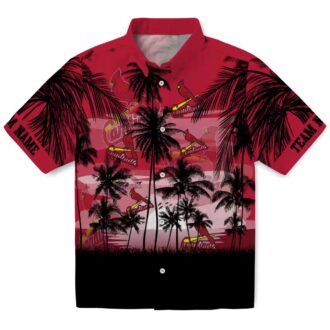 St. Louis Cardinals Sunset Scene Hawaiian Shirt - Custom MLB Fan Shirt in Red & Black