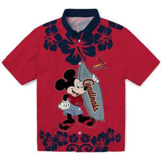 St. Louis Cardinals Surfing Mickey Red Hawaiian Shirt - MLB Aloha Beach Shirt for Fans