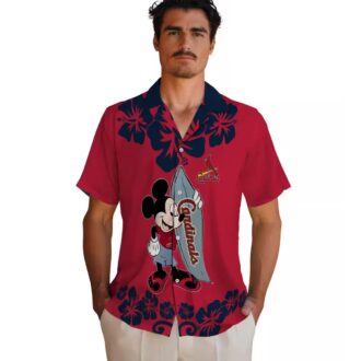 St. Louis Cardinals Surfing Mickey Red Hawaiian Shirt - MLB Aloha Beach Shirt for Fans
