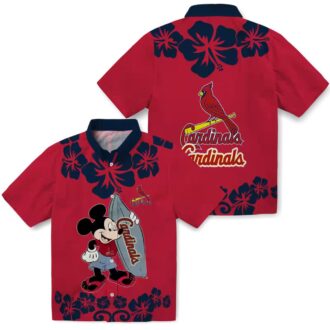 St. Louis Cardinals Surfing Mickey Red Hawaiian Shirt - MLB Aloha Beach Shirt for Fans