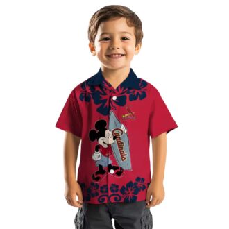 St. Louis Cardinals Surfing Mickey Red Hawaiian Shirt - MLB Aloha Beach Shirt for Fans