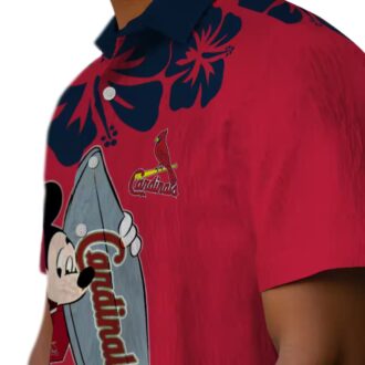 St. Louis Cardinals Surfing Mickey Red Hawaiian Shirt - MLB Aloha Beach Shirt for Fans