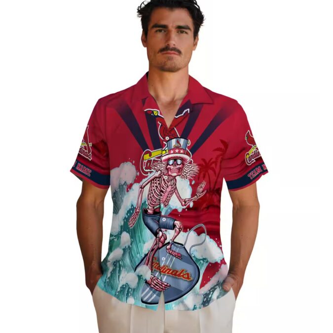 St. Louis Cardinals Surfing Skeleton Hawaiian Shirt - Cool Summer MLB Shirt for Fans