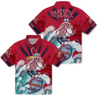 St. Louis Cardinals Surfing Skeleton Hawaiian Shirt - Cool Summer MLB Shirt for Fans