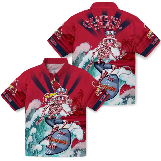 St. Louis Cardinals Surfing Skeleton Hawaiian Shirt - Cool Summer MLB Shirt for Fans