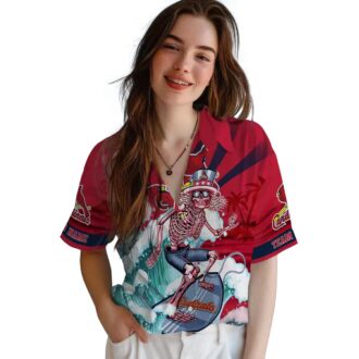 St. Louis Cardinals Surfing Skeleton Hawaiian Shirt - Cool Summer MLB Shirt for Fans
