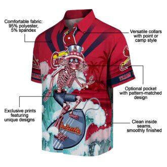 St. Louis Cardinals Surfing Skeleton Hawaiian Shirt - Cool Summer MLB Shirt for Fans