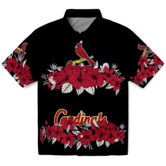 St. Louis Cardinals Tropical Hawaiian Shirt - Red & Black Hibiscus Stripe Design for MLB Fans